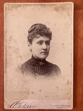 Young Woman Curly Hair  Cabinet Card Trenton New Jersey NJ W10