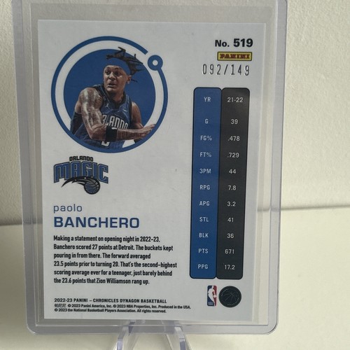 2022-23 Panini Chronicles - Paolo Banchero Rookie RC Dynagon Red #/149 Magic - Bild 2 von 2