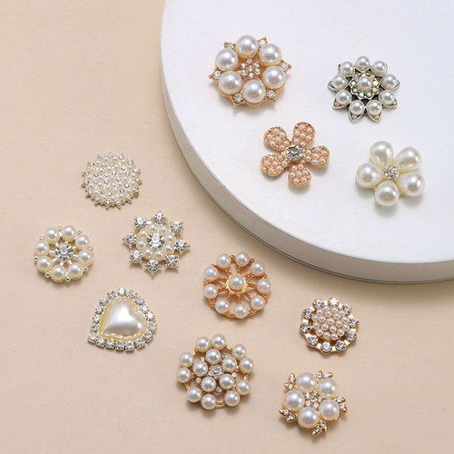 Crystal Headwear Accessories Pearl Hairpins Pearl Button Rhinestone Buttons - Picture 6 of 23