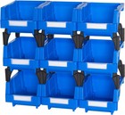 Small Plastic Stackable Hanging Storage Bins,5-1/3"X4-1/5 X3,Blue, 9pk, Blue 