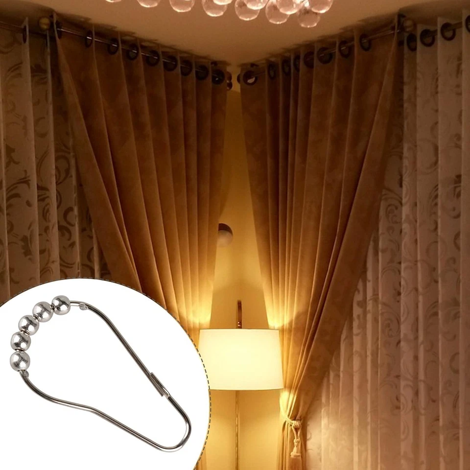 14pcs Stainless Steel Shower Curtain Hooks Rust-Resistant Chrome Roller Balls - image 4 of 4