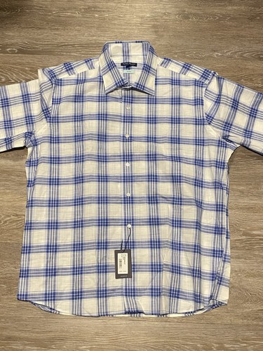 Peter Millar Crown Crafted Duke Grid Pattern Button Down - NWT - $248 Retail -XL