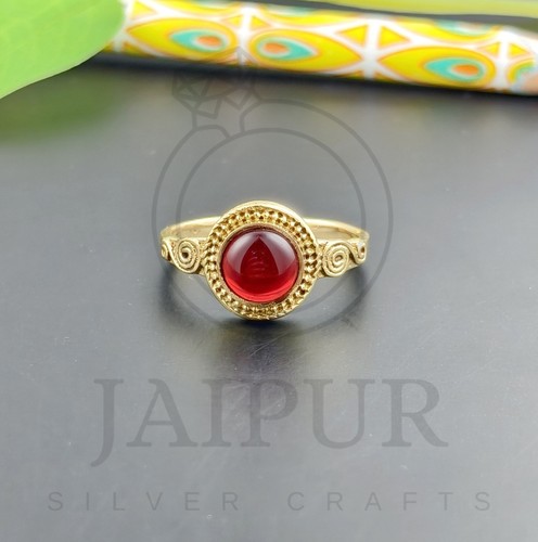 Anillo de mujer de latón macizo multicolor vidrio sintético redondo piedras preciosas tallas EE. UU. JSR54 - Imagen 6 de 17