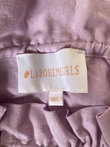 La Boheme Girls Purple Linen Blend Short Dress Size M/L - Picture 3 of 4