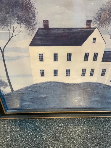 Impresión de edredón de casa de arte popular Warren Kimble 24x 22 arte enmarcado RARO - Imagen 3 de 8