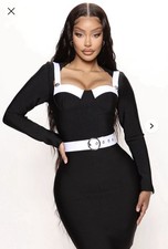 Black Fashion Nova Meet You There Dress Size M (Without Belt)