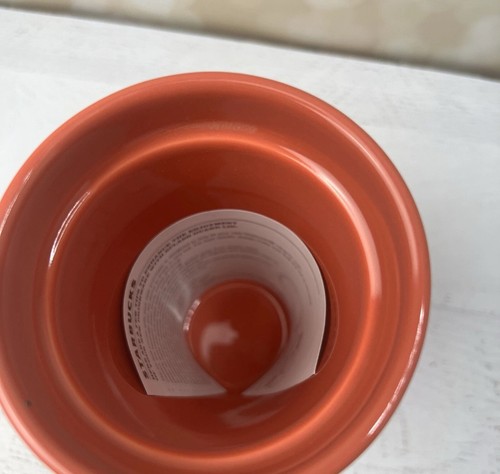 Starbucks Coffee Travel Tumbler & Lid Coral Orange Embossed Floral Pattern 10oz - Picture 8 of 24