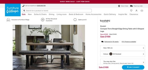 Furniture Village Bodahl Compact ‘Terra’ Smoked Oak Straight Edge Dining Table - Picture 2 of 8