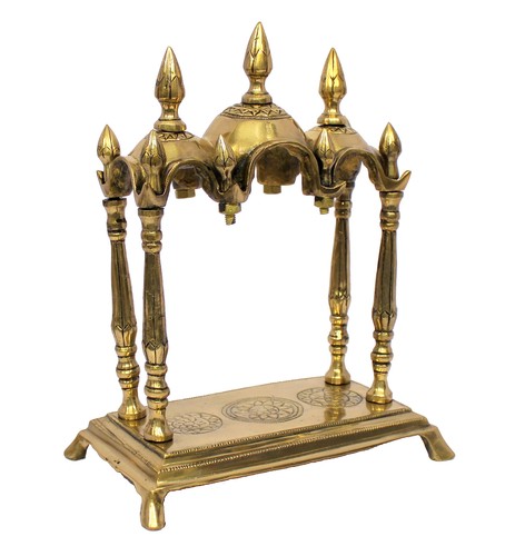 Handcrafted Brass Temple with Three Domed Design | Brass Pooja Mandir for Hom... - Picture 3 of 7