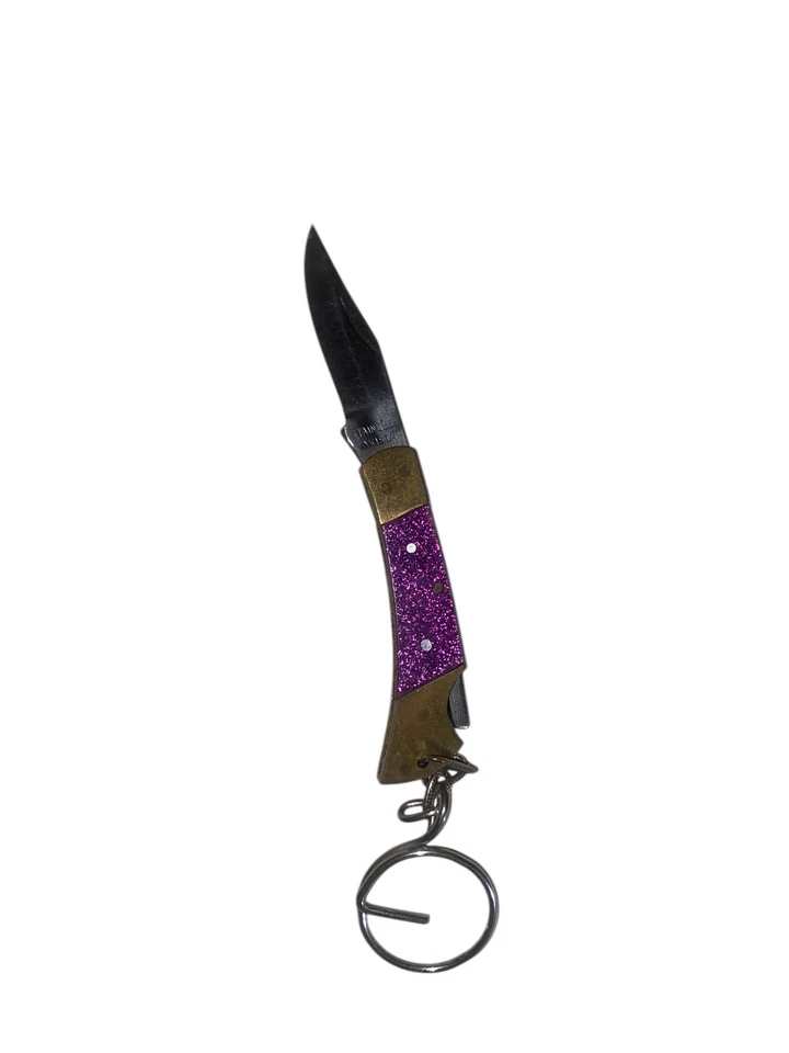 Rough Ryder Sparkle Pocket Knife Stainless Steel Blade Purple Acrylic Handle - Image 2 of 4