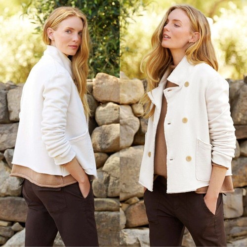 Frank & Eileen Mini Belfast Cropped Sweatshirt Peacoat Vintage Weiß Jacke M - Bild 2 von 9