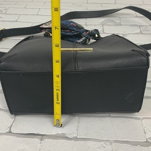 Steve Madden satchel crossbody bag Black Strap Ribbon Gold zipper lined pockets - Picture 10 of 12