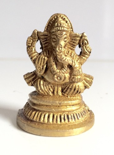 Ganesha Ganesh Miniature Brass Statues Hindu Elephant God Diwali Pooja Ganpati - Picture 1 of 3