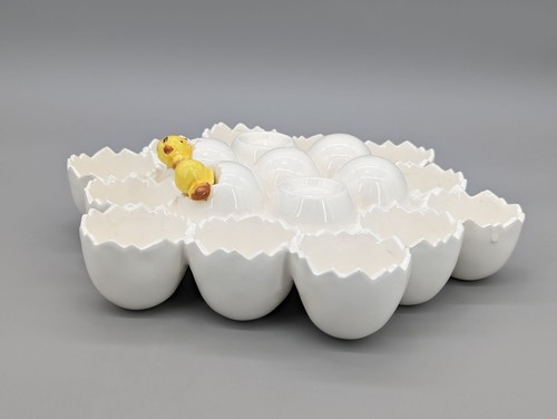Porta huevos vintage Enesco porcelana cerámica bebé pollito pollo vacaciones de Pascua - Imagen 5 de 15