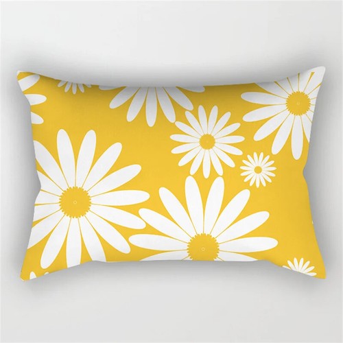 Yellow Daisy Floral Sofa Pillow Cover Patchwork Geometric Cushion Cover Sunflowe - Picture 33 of 70
