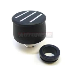 Black Aluminum Ball Milled Valve Cover Breather Chevy SBC Ford Mopar 302 350 454