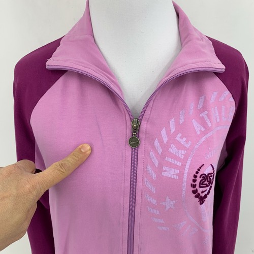 Vintage Nike Training Jacket Women Size M Pink Full Zip Lightweight Cotton Blend - Picture 3 of 10