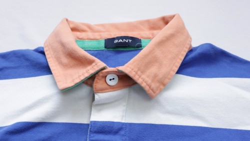 GANT Rugby Polo shirt mens Long Sleeve Sweatshirt top size XL blue white STRIPED - Picture 8 of 11