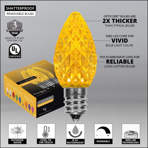 25 C7 LED Shatterproof Christmas Lights Unbreakable OptiCore Replacement Bulbs - Picture 31 of 44