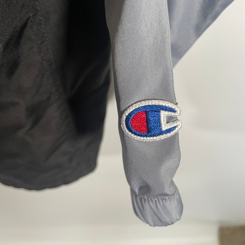 Champion Logo Hooded Jacket Full Zip Windbreaker Big Kids Large Black Gray * - Picture 4 of 8