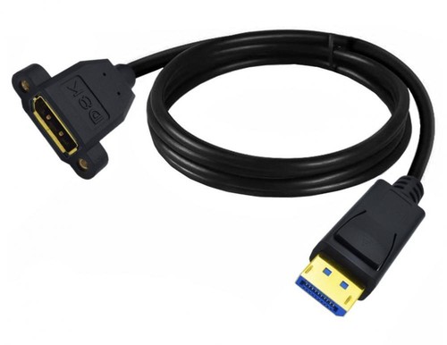 DisplayPort 1.4 Panel Mount Extension Cable, Male to Female 8K@60Hz - 1.8m - Picture 1 of 4