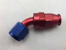 W34R -8AN 30 degree Hose End / PTFE / Teflon Swivel 8 AN Fitting -8 Red/Blue