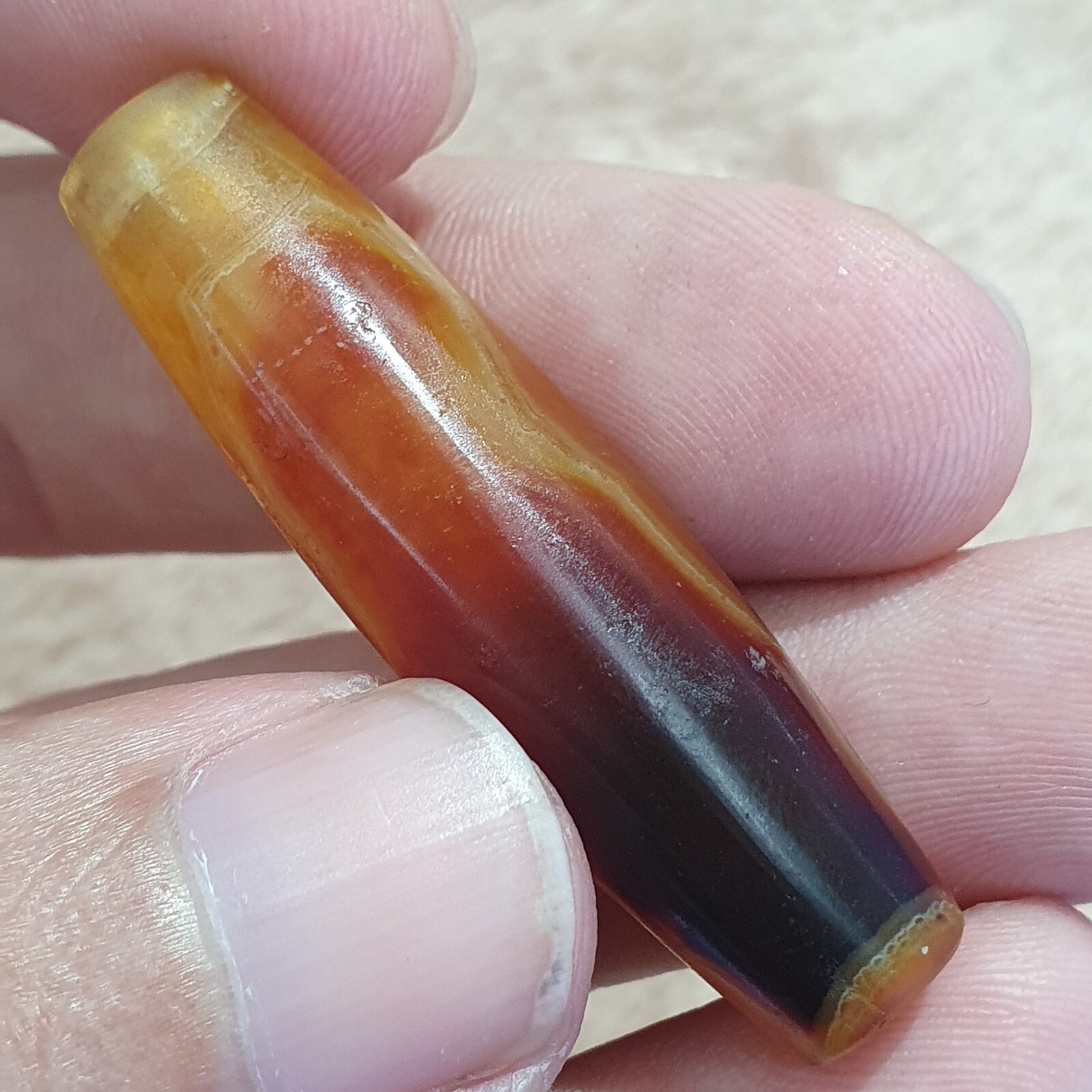 Ancienne perle d'agate jaune moyen-orientale oeil… - image 1