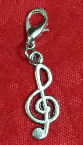 ANTIKE SILBER MUSIKNOTEN CHARMS - ICH LIEBE MUSIK - EUROPÄISCH - KARABINERVERSCHLUSS - BA - Bild 13 von 27
