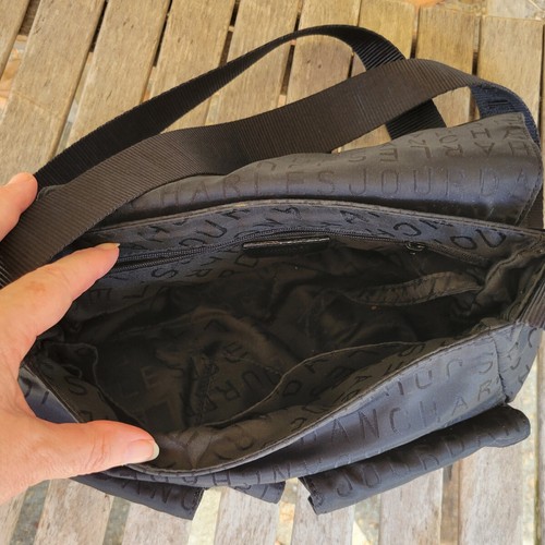 CHARLES JOURDAN Paris Black Signature Fabric Shoulder Crossbody Bag - Picture 6 of 9