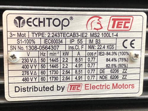 2.2 Kw 3 Phase Electric Motor Duel Voltage - Picture 5 of 5