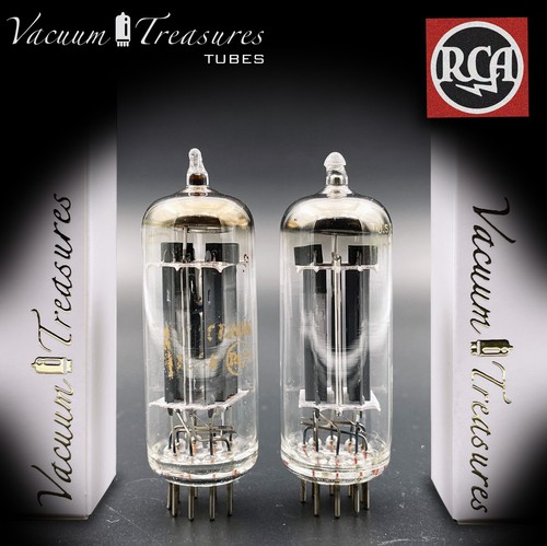6CG7 ( 6FQ7 ) RCA Ribbed Shielded Plates O Getter Matched Pair Tubes Made in USA