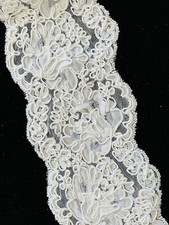 White Bridal Corded Lace Trim 3.5" Wide - 4 Continuous Yards - FREE SHIP