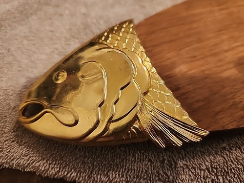 CHEF'S Signed Japanese Fish Platter Ted Arnold Wood And Gold NEW (812) - Picture 2 of 6
