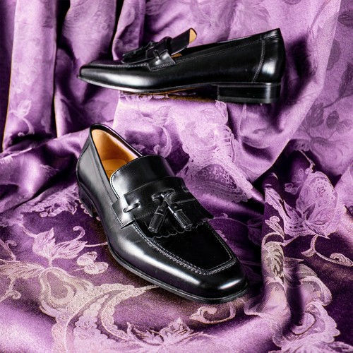 Salvatore Ferragamo neu schwarz Budapester Quaste Herren elegante Halbschuhe Schuhe Größe 9 D - Bild 1 von 12