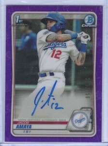 JACOB AMAYA 2020 BOWMAN CHROME PURPLE REFRACTOR 1ST PROSPECT AUTO #D 219/250