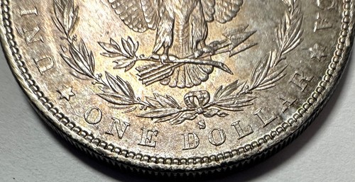 1887-S Silver AU Morgan $1 - Obv Rim Bumps - Perfect Album Coin - KEY DATE - Picture 3 of 5