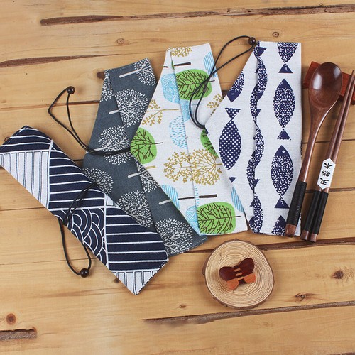 Reusable Drawstring Cutlery Pouch Travel Tableware Straw Carrying Case - Bild 11 von 35