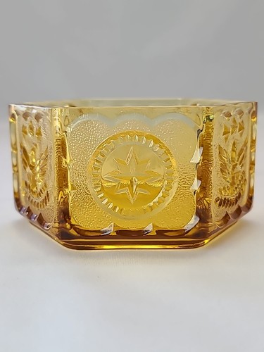 Indiana Glass Tiara Eagle & Stars Amber Candy Dish 1976 Bicentennial Granny Core - Picture 4 of 16