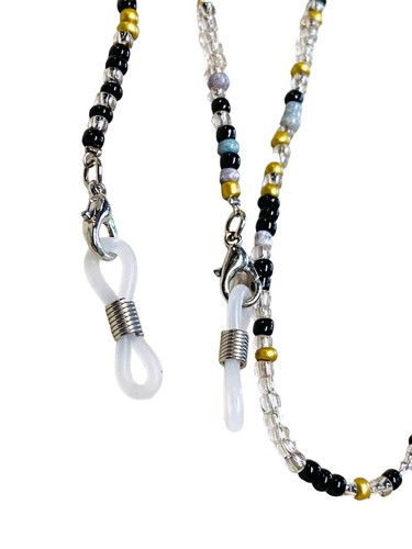 Rocailles Perlen Brillenkette Sonnenbrille Halskette Schlüsselband Blau Schwarz Gold Mode - Bild 20 von 24