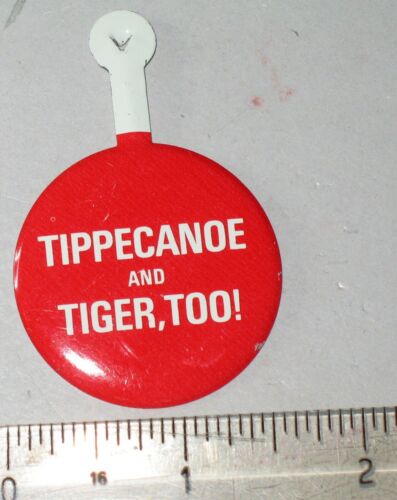 Tippecanoe and Tiger Too! Vintage Esso Gas PROMO Tiger Pocket Tag TIN TAB 1.5" - Picture 3 of 4