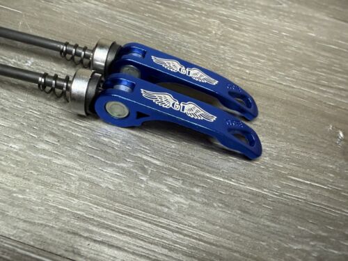 GT Wings Repop Ano Blue Bicycle Quick Release Skewer Set 100 130 / 135 - Picture 3 of 4