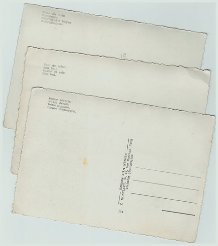 SUPER RPPC Set 3 - French Bikini Pinup Girl Model Hand Colored c 1940 Photos - Bild 5 von 5