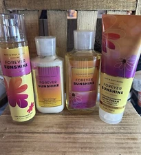 Bath & Body Works FOREVER SUNSHINE Fragrance Mist Spray Body Cream Shower Gel x4