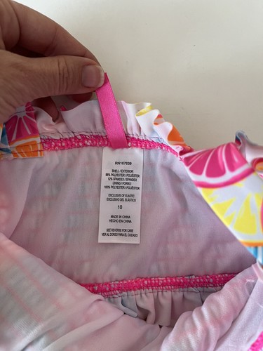 Betsey Johnson Girls Size 10 Bikini Top Floral Print Tropical Blue/Pink/Yellow - Picture 7 of 10