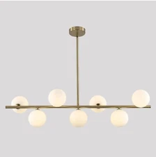 NDDSWM 6-Light Modern Chandelier Spherical Anthracite Glass Shade Linear 