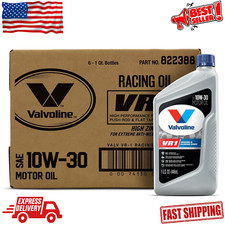 Valvoline VR1 Racing SAE 10W-30 Motor Oil 1 QT, Case of 6, 32 Fluid Ounces, NEW