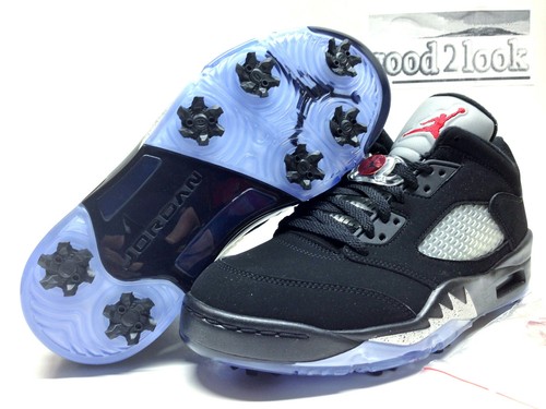 NIKE JORDAN V LOW GOLF BLACK/FIRE RED-METALLIC SILVER SIZE MEN'S 8 [CU4523-003] - Picture 2 of 6