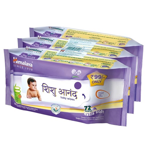 Himalaya Shishu Anand Baby Wipes Pack of 4 - 72'S Each with Free Shipping - Afbeelding 2 van 2