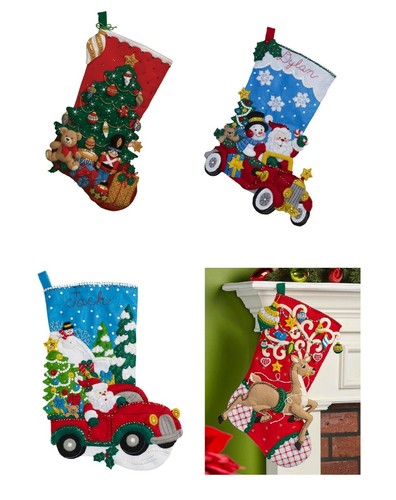 Kit de Medias de Fieltro Bucilla 18" - Bajo el Árbol Holiday Drive Navidad Drive Ciervo - Imagen 1 de 8