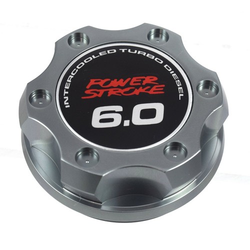 New Gunmetal Oil Filler Cap 6.0 Emblem For Ford 6.0L Power stroke Turbo Diesel - Picture 1 of 3